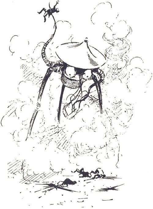 Martian Tripod Seizes Fleeing Human – War of the Worlds 1906