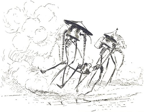 Martian Tripods Stride Through Smoke — H.G. Wells War of the Worlds 1906