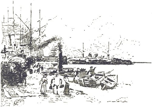 H.G. Wells War of the Worlds 1906 French Edition – Harbor Evacuation Scene