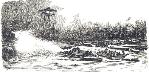Martian Tripod Attacks the Thames — H.G. Wells War of the Worlds 1906