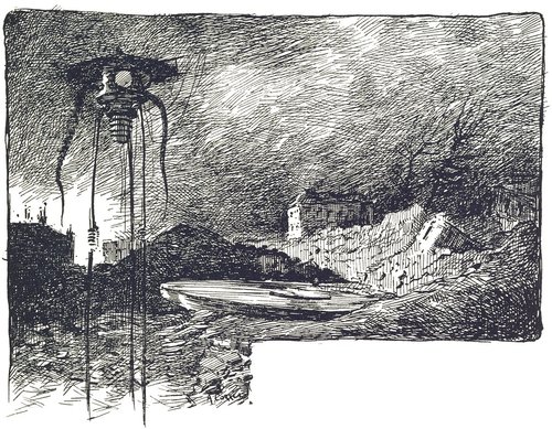 Henrique Alvim Corrêa's Martian Tripod Over Thames — War of the Worlds 1906