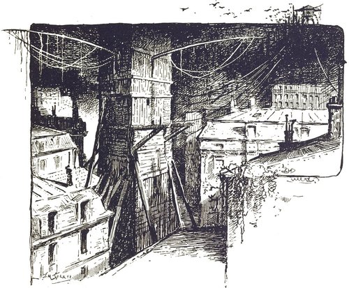 Martian Tripod Towers Over Paris — H.G. Wells 'La Guerre des Mondes' 1906