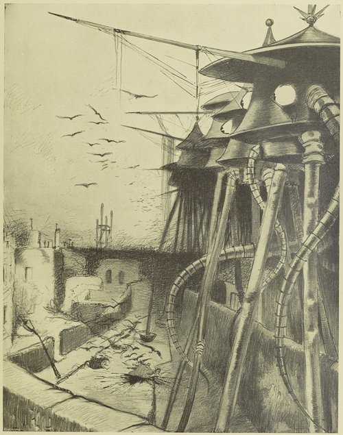 Martian Tripod Devastates City — H.G. Wells War of the Worlds 1906