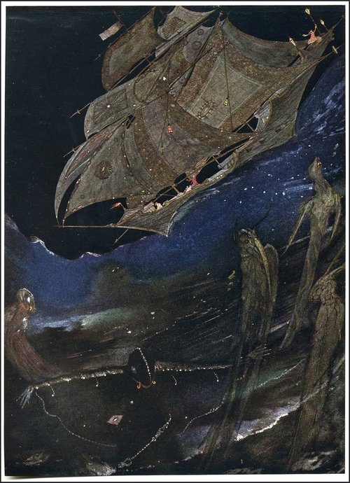 Harry Clarke's 'MS. Found in a Bottle' — Poe's Doomed Ghost Ship, c.1919