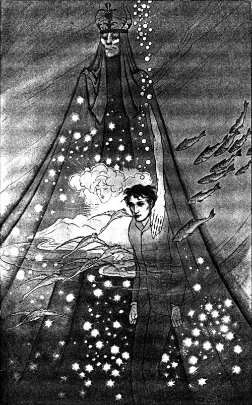 The Sword of Welleran: Cosmic Guardian Towers Over Young Hero, c.1908