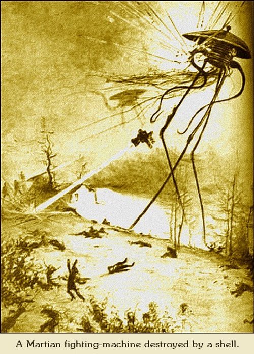 Henrique Alvim Corrêa's Martian Tripod Destroyed by Shell — War of the Worlds 1906