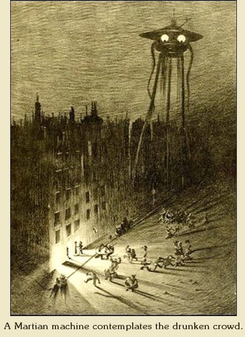Henrique Alvim Corrêa's Martian Tripod Stalks Panicked Crowd – War of the Worlds 1906