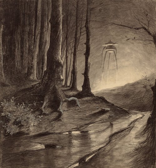 Henrique Alvim Corrêa's Martian Tripod in Foggy Forest, War of the Worlds 1906