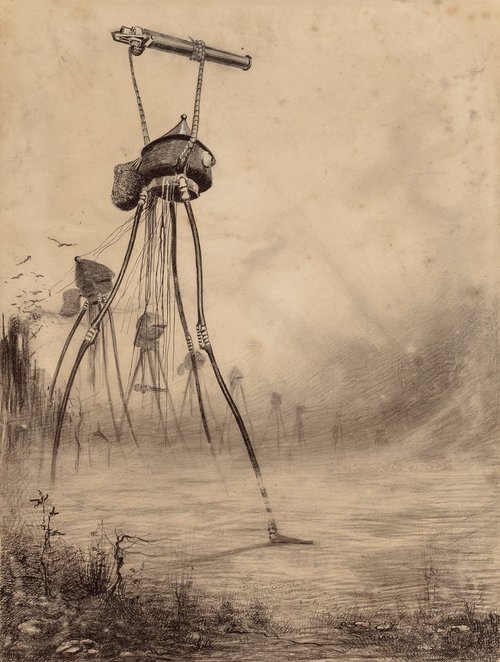 Henrique Alvim Corrêa's Martian Tripods Advancing, War of the Worlds 1906