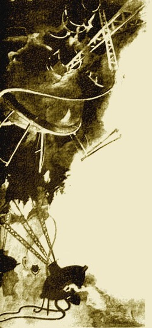 Warwick Goble's Martian Tripod Attack – War of the Worlds 1897