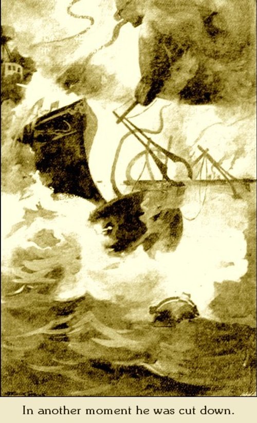 Warwick Goble's Martian Heat-Ray Destroys Ship – War of the Worlds 1897