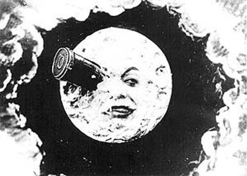 Le Voyage dans la Lune 1902 — Moon Face Rocket Impact Still
