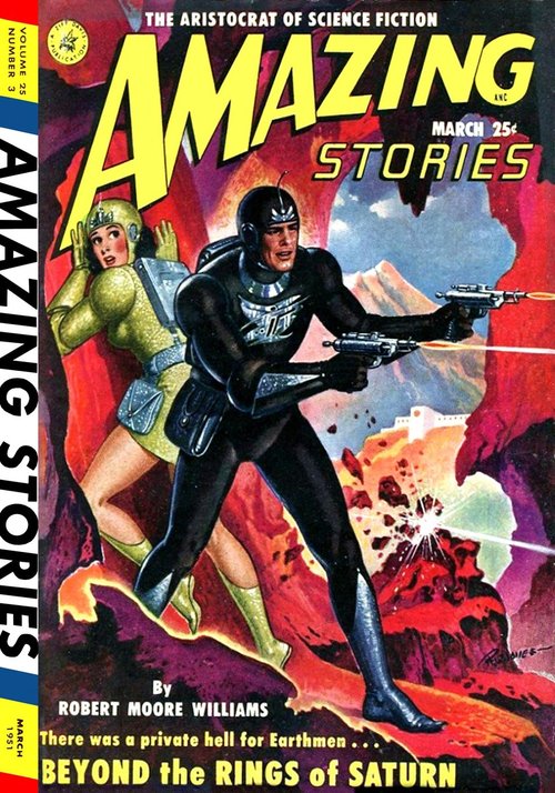 Beyond the Rings of Saturn — Amazing Stories March 1951 Cover