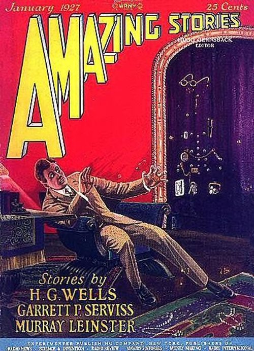 Amazing Stories Jan 1927 – Man Recoils from Ghostly Apparition