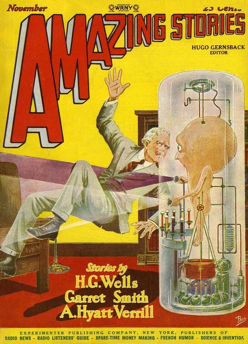 Frank R. Paul's Disembodied Brain in a Cylinder, Amazing Stories Nov 1927