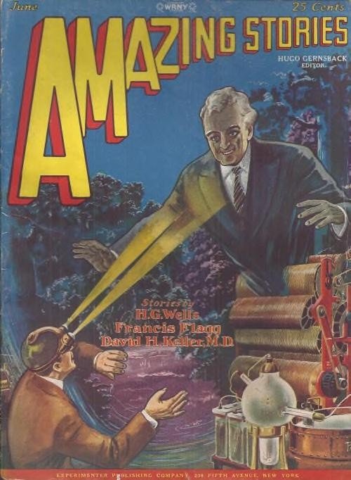 Giant Projected Man Threatens Scientist, Amazing Stories June 1928