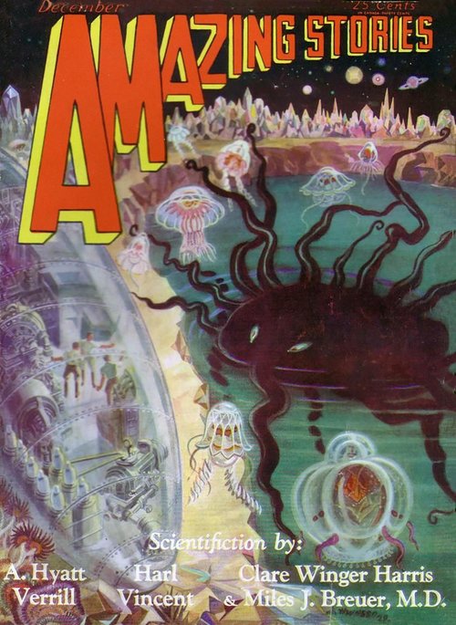 Giant Alien Octopoid Invades Crystal Shore – Amazing Stories Dec 1929