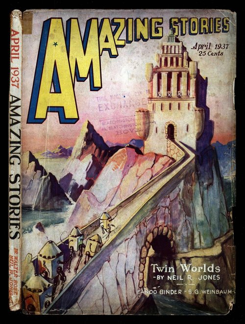 Robot Army Storms Clifftop Fortress — Amazing Stories April 1937