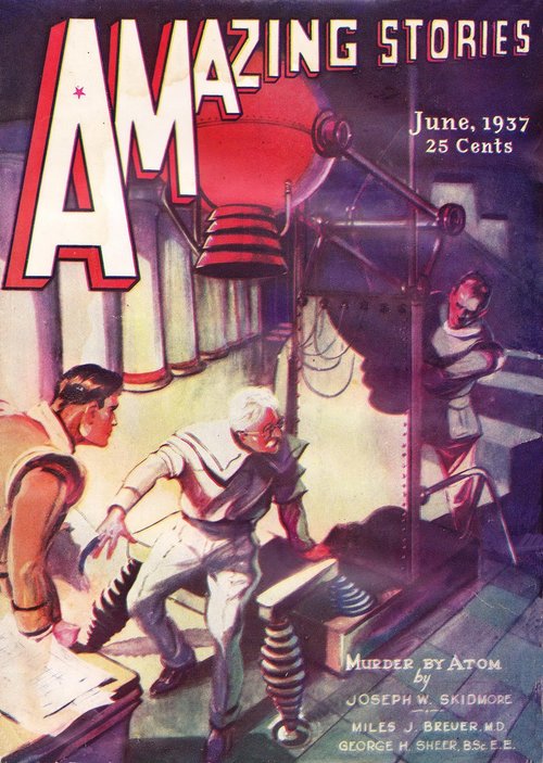 Murder by Atom — Amazing Stories June 1937 Mad Science Lab Cover