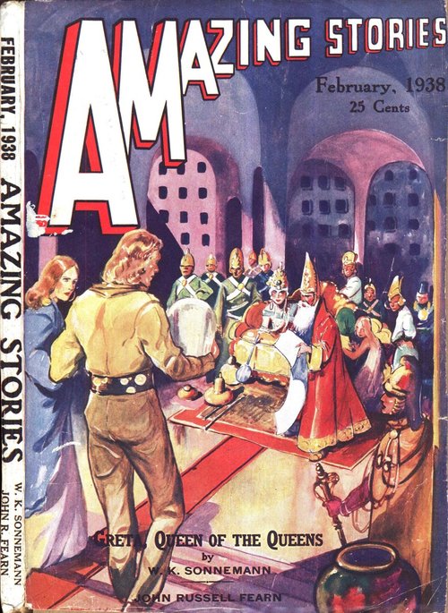 Greta Queen of the Queens — Amazing Stories Feb 1938 Throne Room Cover