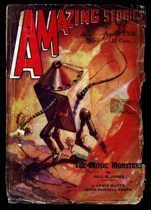 Amazing Stories April 1938 – The Music Monsters Robot Cover