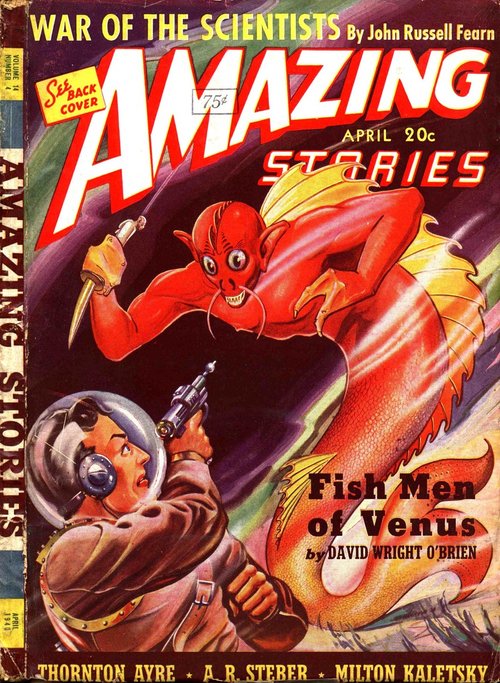 Fish Men of Venus — Amazing Stories April 1940 Alien Attack Cover