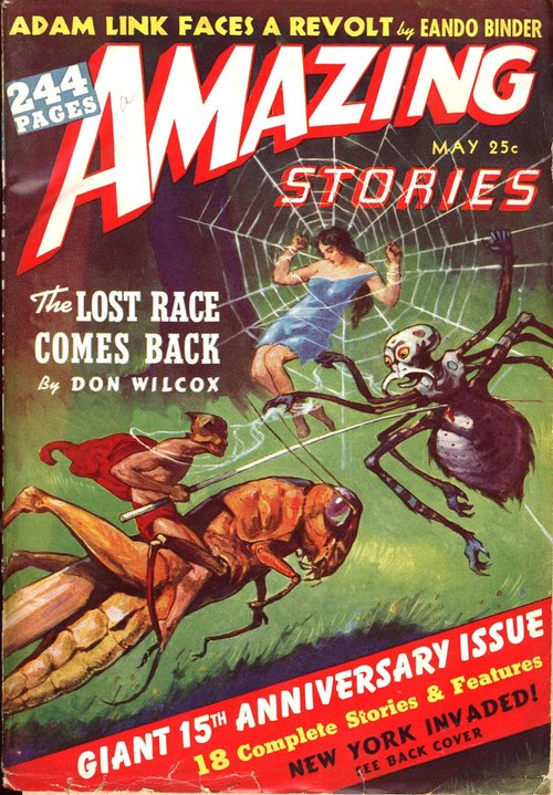 Giant Spider vs. Insectoid Warriors — Amazing Stories May 1941 Anniversary
