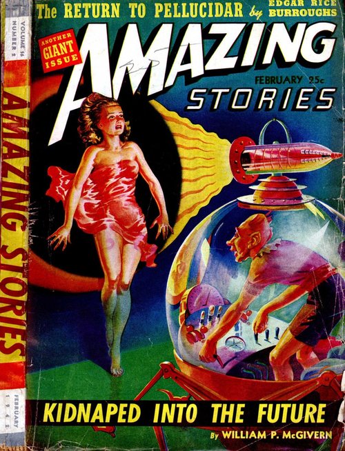 Kidnaped Into the Future — Amazing Stories Feb 1942 Time-Bubble Cover