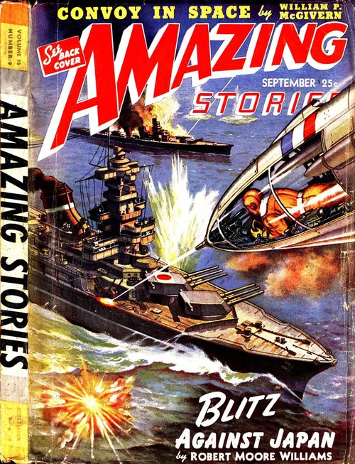Amazing Stories Sept 1942 – Futuristic Naval Blitz Attack on Japanese Warships