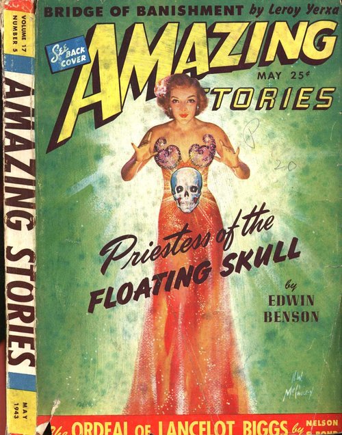 Priestess of the Floating Skull – Amazing Stories May 1943 Cover