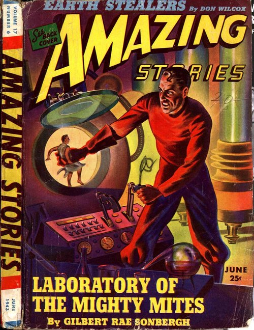 Giant Villain Traps Miniaturized Humans — Amazing Stories June 1943