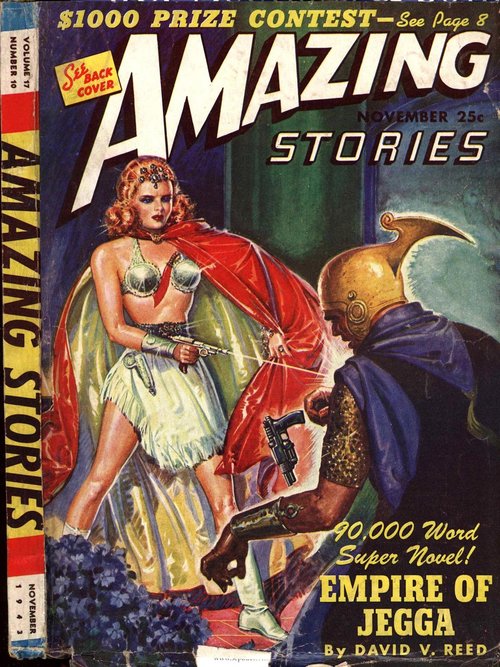 Empire of Jegga — Amazing Stories November 1943 Sci-Fi Pulp Cover