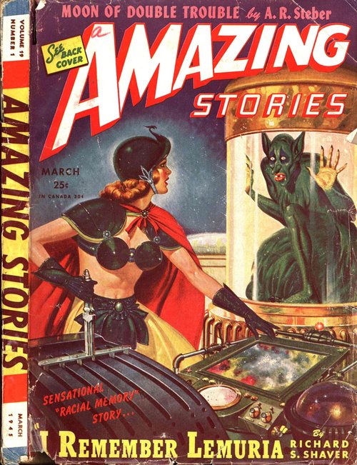 I Remember Lemuria — Amazing Stories March 1945 Shaver Mystery Cover