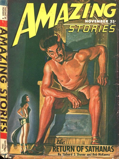 The Return of Sathanas — Amazing Stories November 1946 Devil Giant Cover