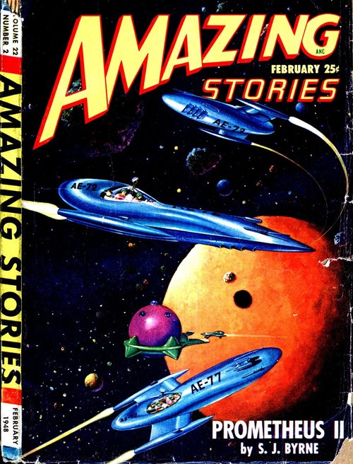 AE-Series Rocket Ships Patrol Red Planet, Amazing Stories Feb 1948