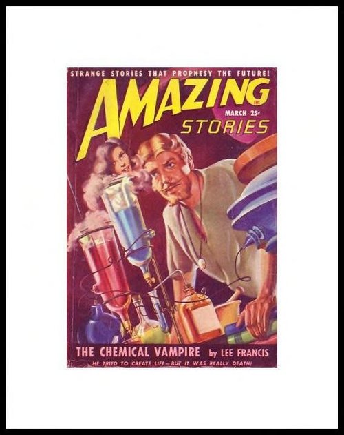 Chemical Vampire Mad Scientist Cover, Amazing Stories March 1949
