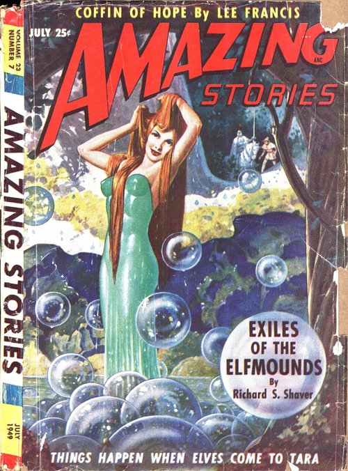 Exiles of the Elfmounds — Amazing Stories July 1949 Bubble Fantasy Cover