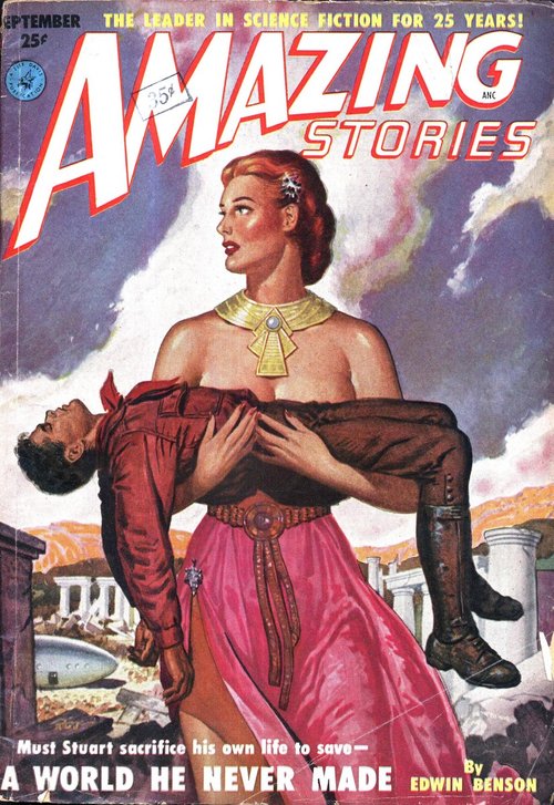 Amazonian Super-Woman Rescues Fallen Hero – Amazing Stories Sept 1951