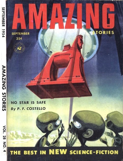 Trojan Horse in Space: Amazing Stories Sept 1954 Alien Cover