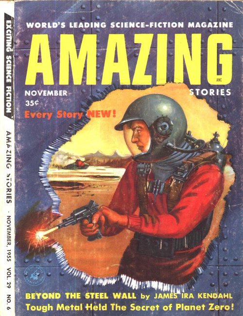 Armed Spaceman Breaches Steel Wall – Amazing Stories, November 1955