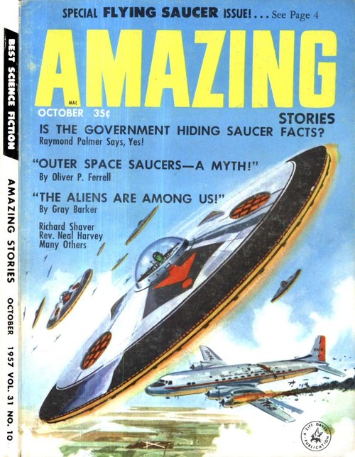 Flying Saucers vs. Airliner — Amazing Stories Special UFO Issue, October 1957