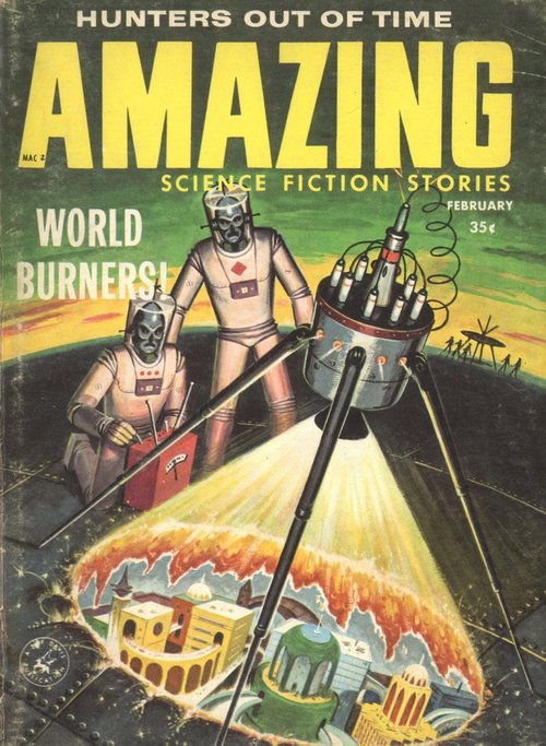 World Burners! Amazing Science Fiction Stories Feb 1959 Cover