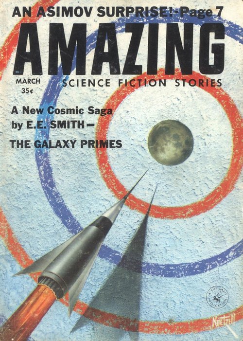 Rocket Launch Toward Moon, Amazing Science Fiction Stories, March 1959