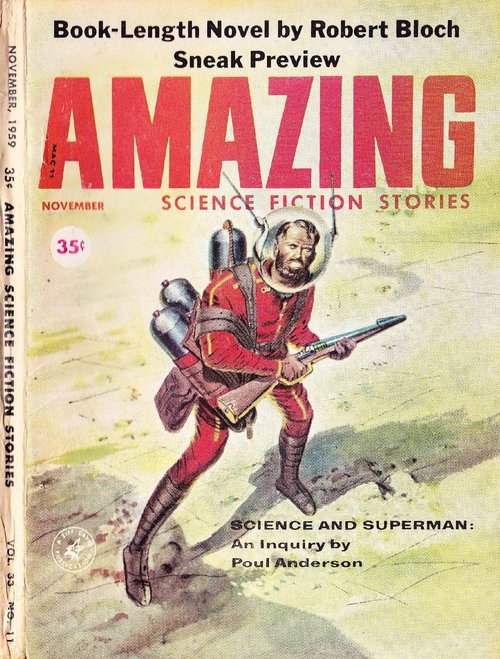 Armed Spaceman on Alien World – Amazing Science Fiction Stories, Nov 1959