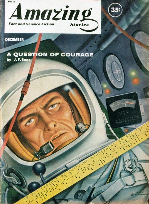 Alex Schomburg Astronaut Re-Entry Cover, Amazing Stories Dec 1960