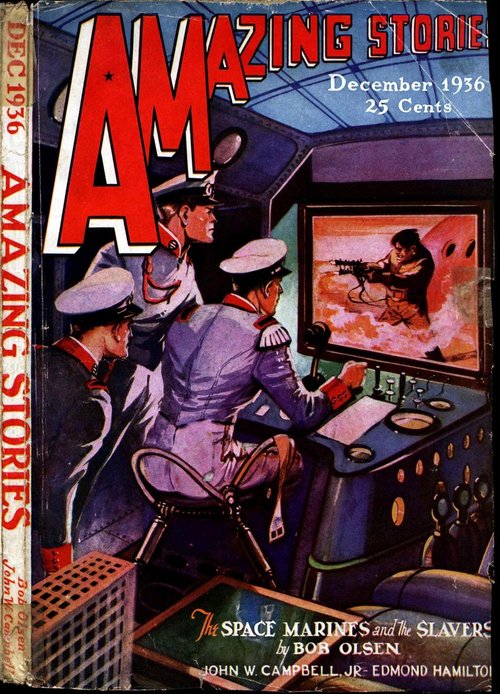 Space Marines at Combat Screen, Amazing Stories December 1936