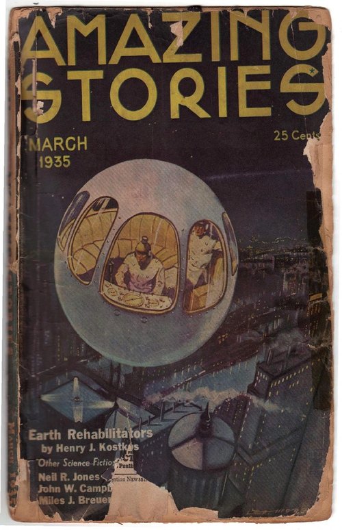Amazing Stories March 1935 – Spherical Airship Over Future City