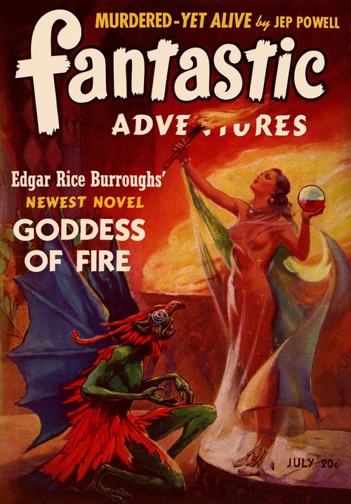 Goddess of Fire — Fantastic Adventures July 1941 ERB Cover