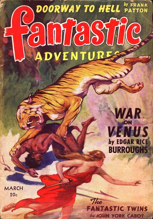 Fantastic Adventures March 1942 – Tiger Attack on Venus, Burroughs Cover