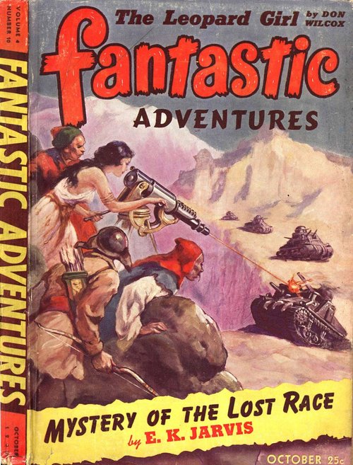 Ray Gun vs. Tanks: Fantastic Adventures October 1942 Lost Race Cover